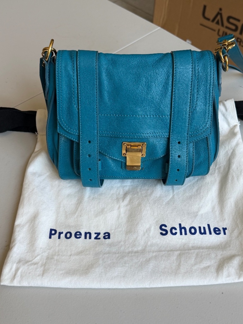 Proenza Schouler PS1 Small Teal/Turquoise Leather Crossbody Bags - $700